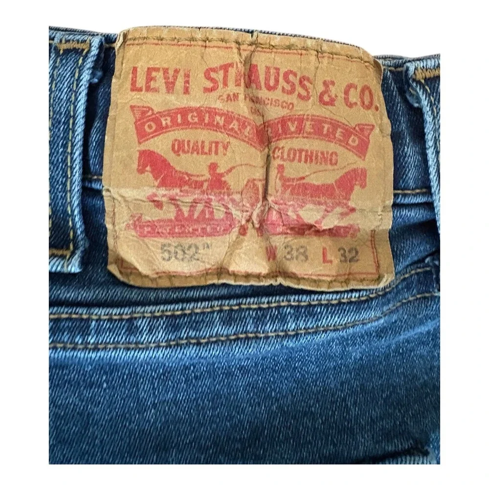 Levis 502 Regular Taper Mens Blue Denim Jeans 38x32 Medium Wash 29507-0053